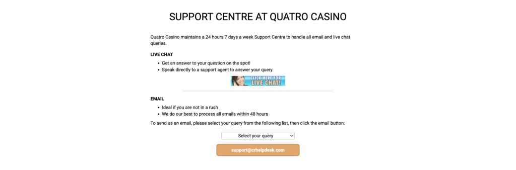 Quatro Casino Support