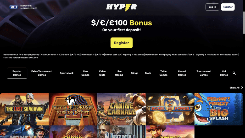 hyper casino bonus
