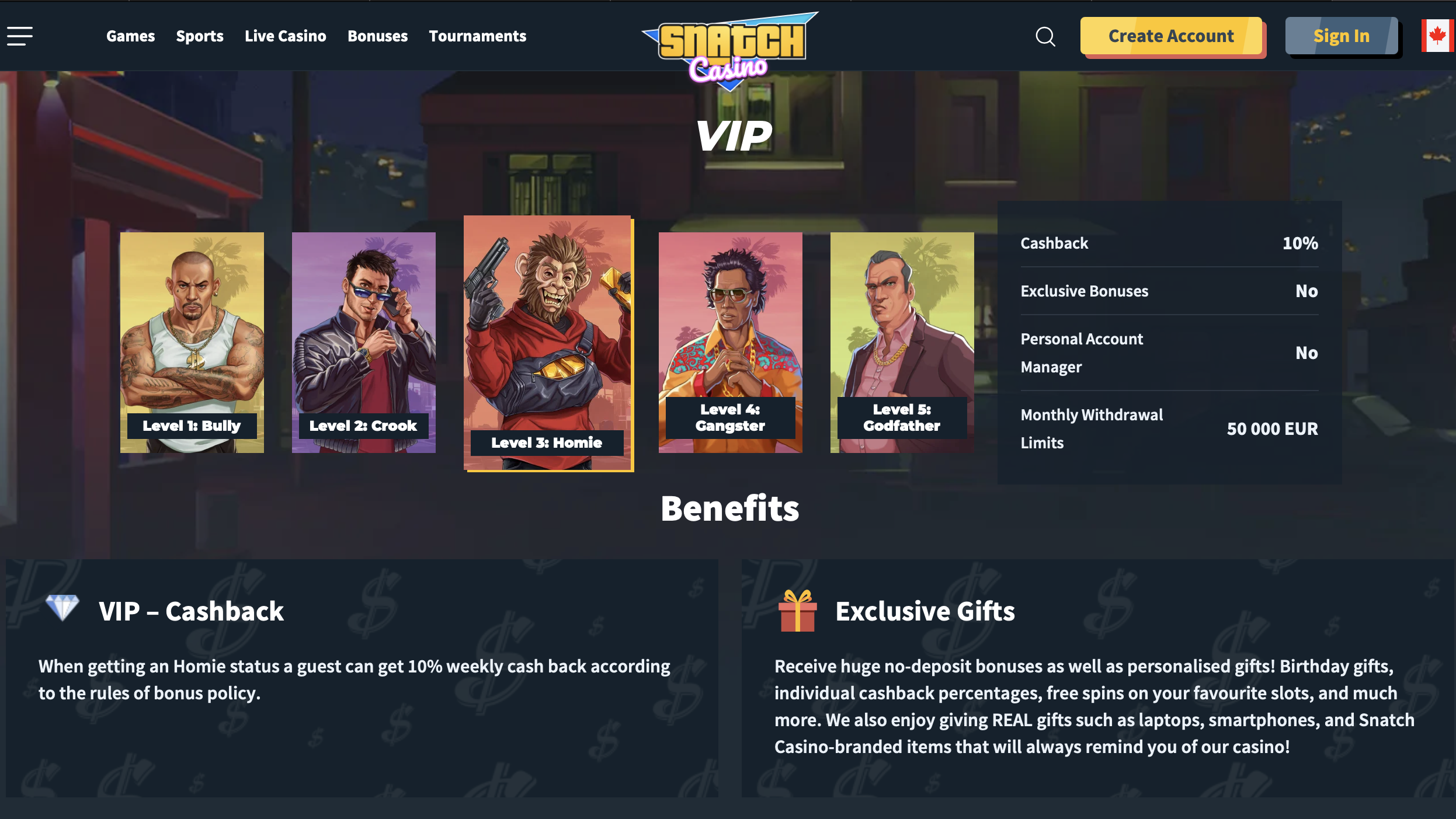Snatch Casino Canada VIP