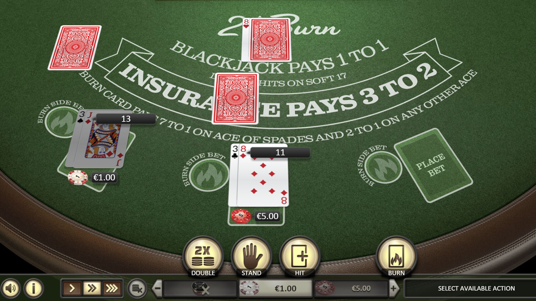 21 Burn Blackjack (Betsoft) - RTP 99.50%