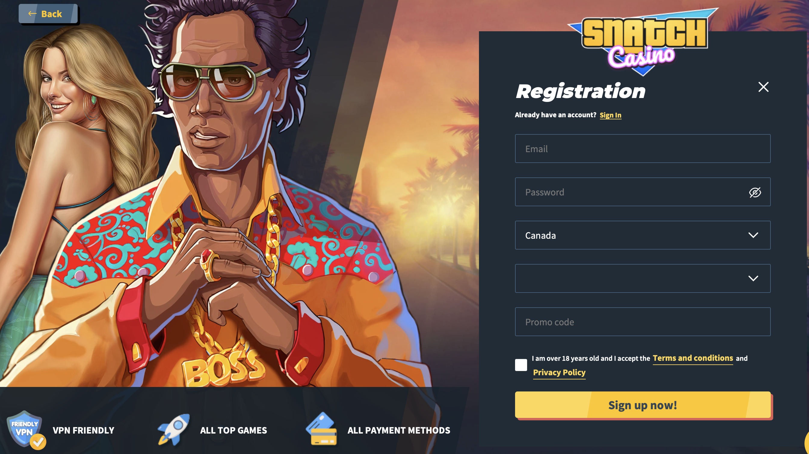 Sign Up to Snatch Casino