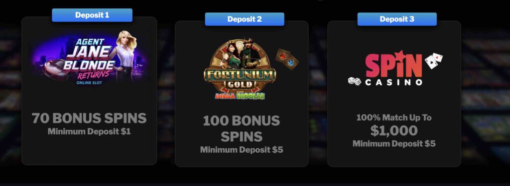 $1 Deposit Bonus dans Spin Casino